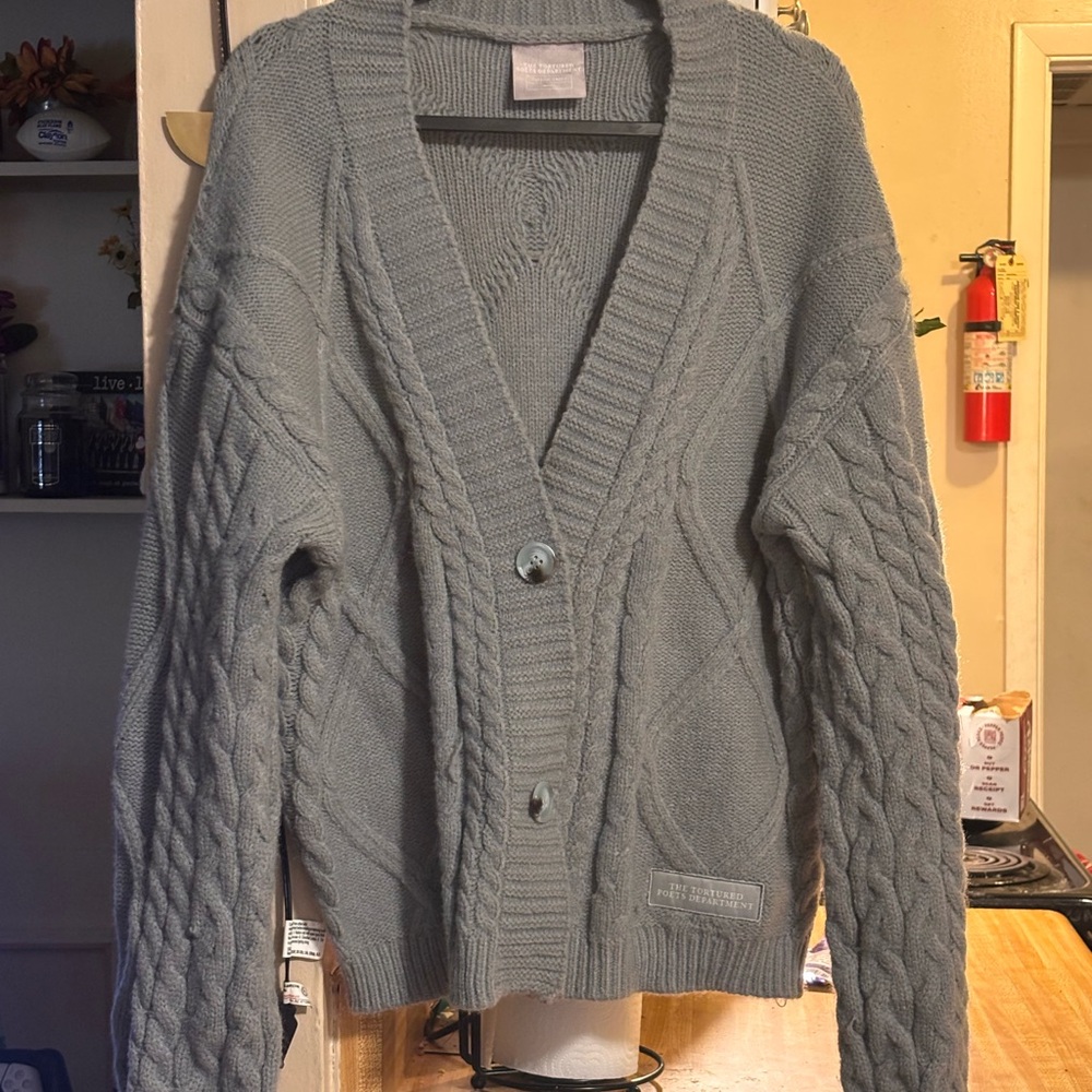 Taylor Swift Gray Cable Knit Cardigan Sweater